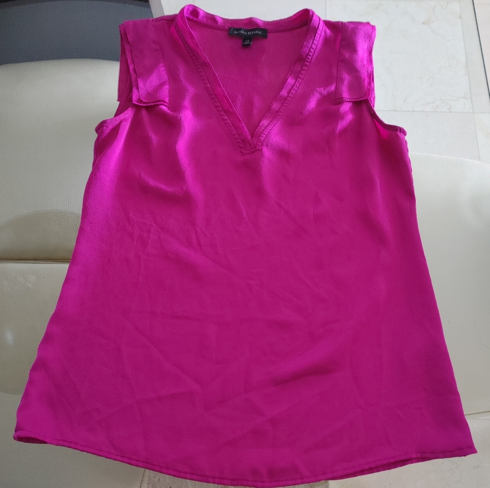 Banana Republic Easy Care Double Layer Sleeve Blouse - Royal Fuchsia - XS